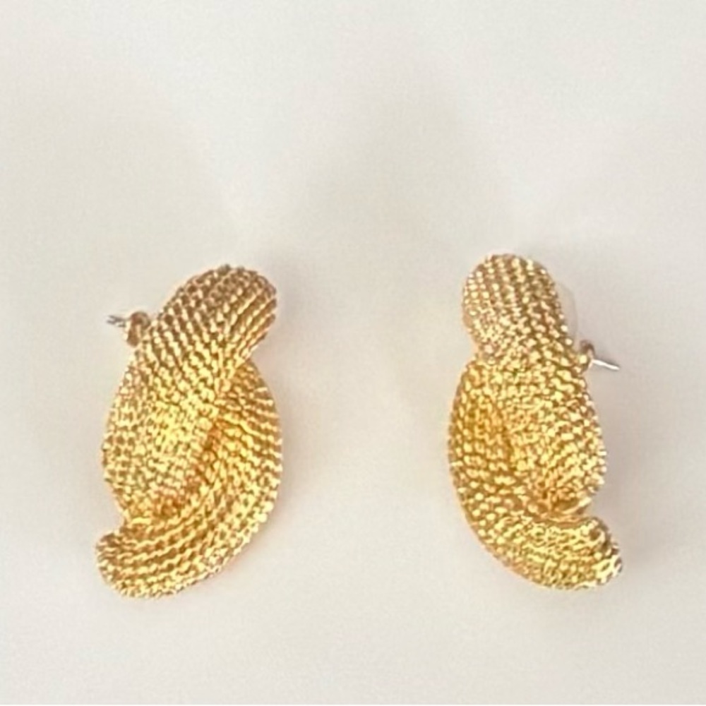 Elegant Pierced Gold Textured Earrings